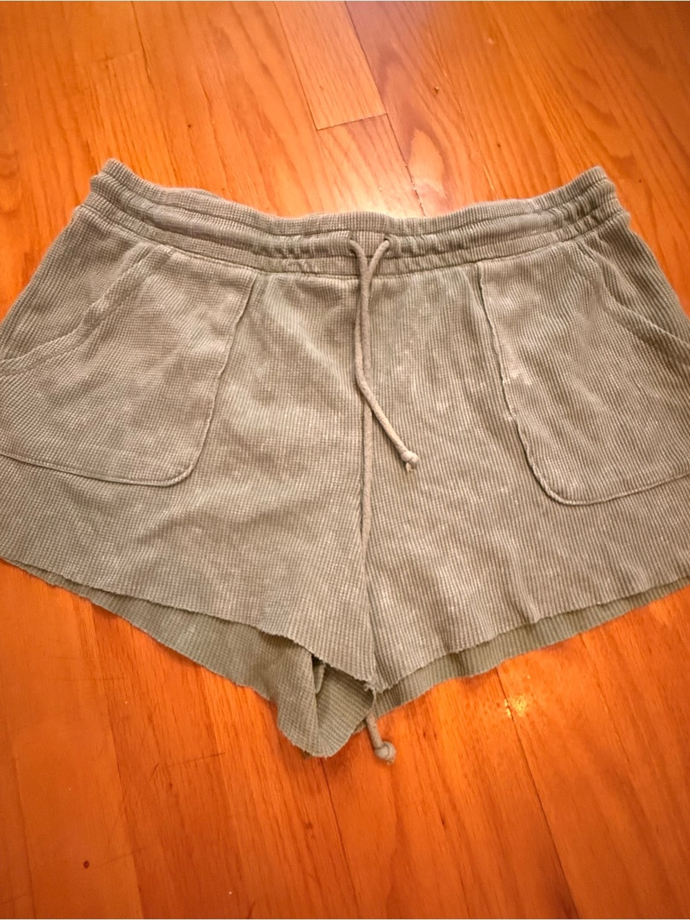 Aeropostale Sage Green Ribbed Drawstring Lounge Shorts